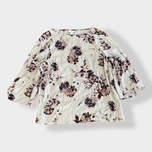 J.Jill Blouse Floral 3/4 Sleeve Size L‎